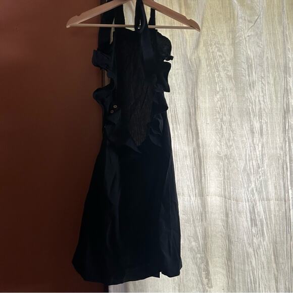 Free People Not So Sweet Mini Dress Halter Apron Ruffle Trim Low Back Black XS - Picture 6 of 9
